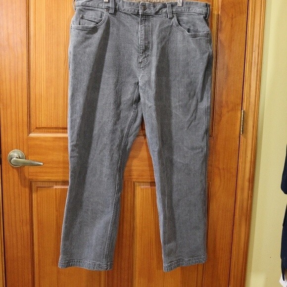 Duluth Trading Co Flex Ballroom Jean's Light Gray Wash Denim Jean's 40 x 30 - Picture 2 of 16
